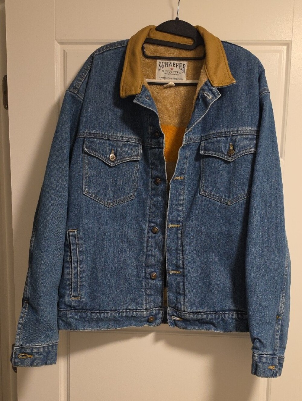 NWOT Vintage Schaefer Outfitter 583 Denim Jacket Fleece Lined Men Large USA